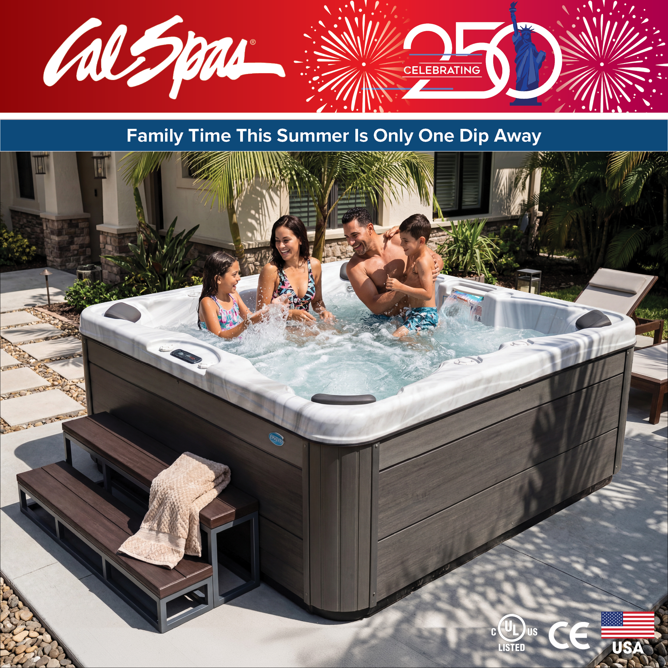 Calspas hot tub being used in a family setting - Nashville Davidson